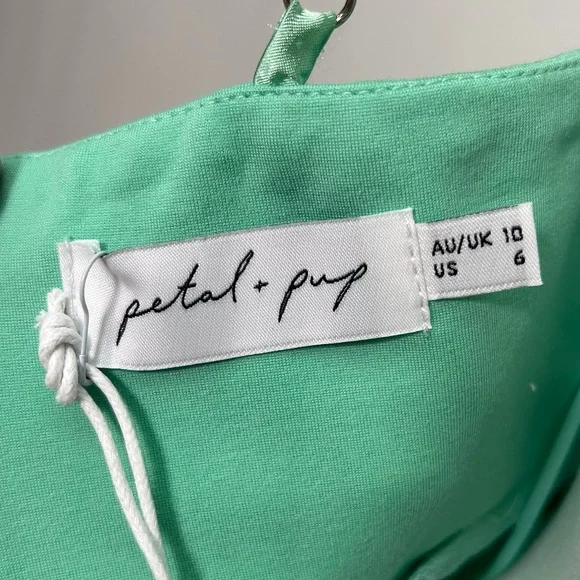 NEW! Petal & Pup Zahra Asymmetrical Neckline Midi Dress in Green - Picture 13 of 17